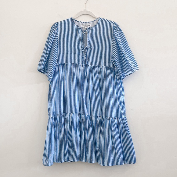 Emerson Fry India Collection Isla Dress in Sunday Stripe Bluesy XS/S NWOT - Picture 6 of 11